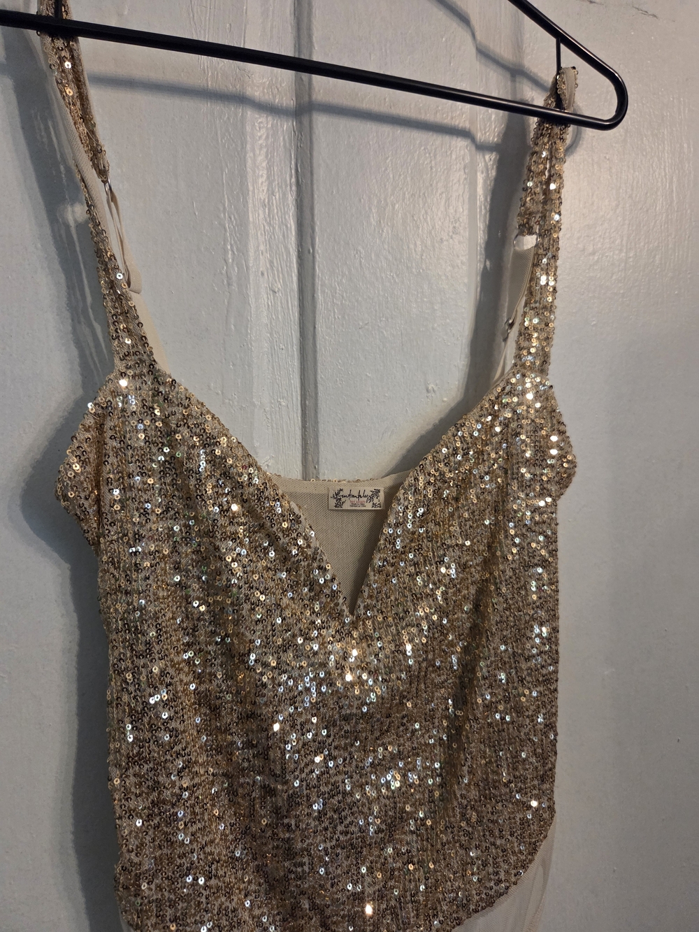 NWOT Fee People Gold Sequin V-Neck Cami